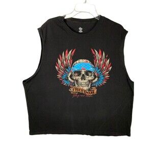 Celebrate! Patriotic Men's Size 3XL Black Muscle T-Shirt Rock Motorcycle Shirt